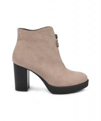 Women's Thoughtful Heeled Ankle Booties Tan/Beige $22.47 Shoes