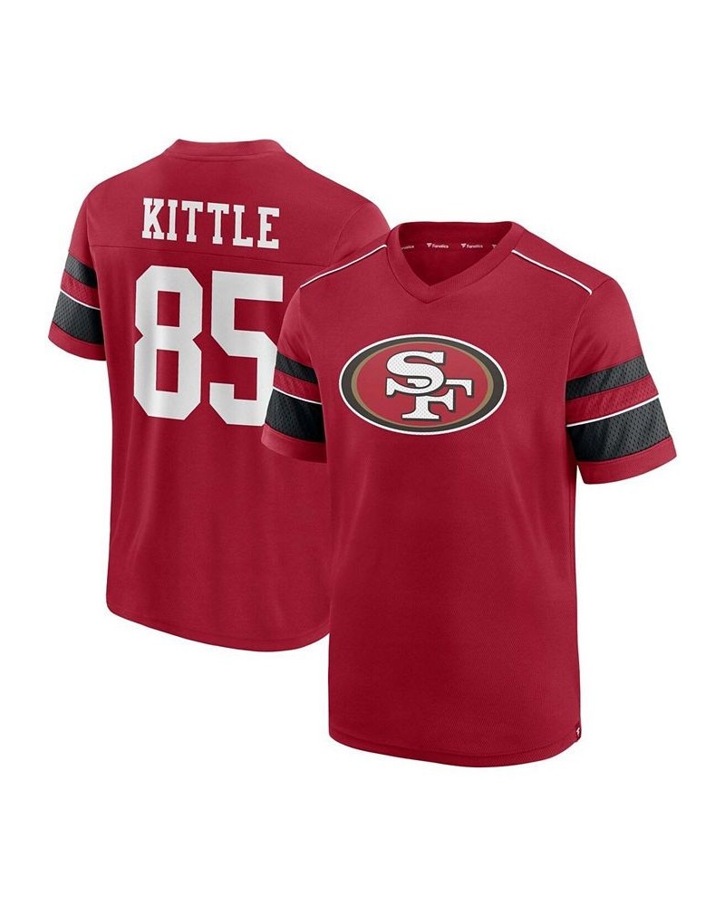 Men's George Kittle Scarlet San Francisco 49ers Hashmark Name and Number V-Neck T-shirt $21.62 T-Shirts