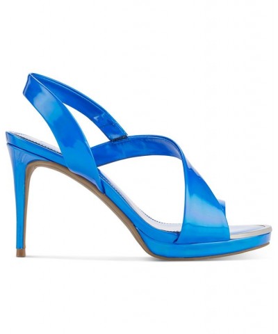 Women's Diva Slip-On Slingback Dress Sandals Blue $52.82 Shoes