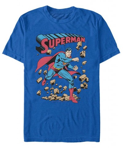 DC Men's Superman Rock Punch Short Sleeve T-Shirt Royal $15.40 T-Shirts