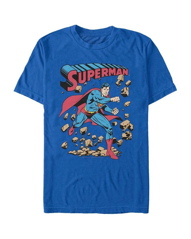 DC Men's Superman Rock Punch Short Sleeve T-Shirt Royal $15.40 T-Shirts